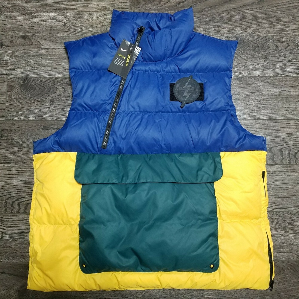 NIKE LeBron James Pullover Quilted Puffer Vest Mens LARGE Anorak Colorblock Blue